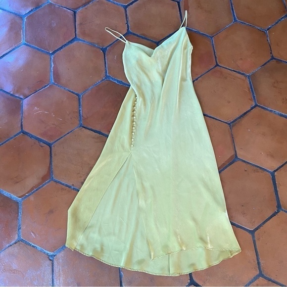 Zara Lingerie Style Gold Satin Slip Dress Button Side Large L NEW NWT - Picture 5 of 10